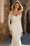 Mermaid Off The Shoulder Ivory Wedding Dress With Lace