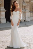 White Mermaid Off The Shoulder Wedding Dress With Lace