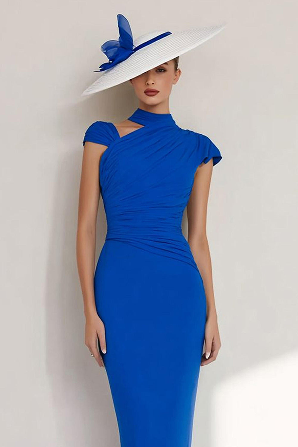 Sheath Halter Ruched Royal Blue Mother Of The Bride Dress