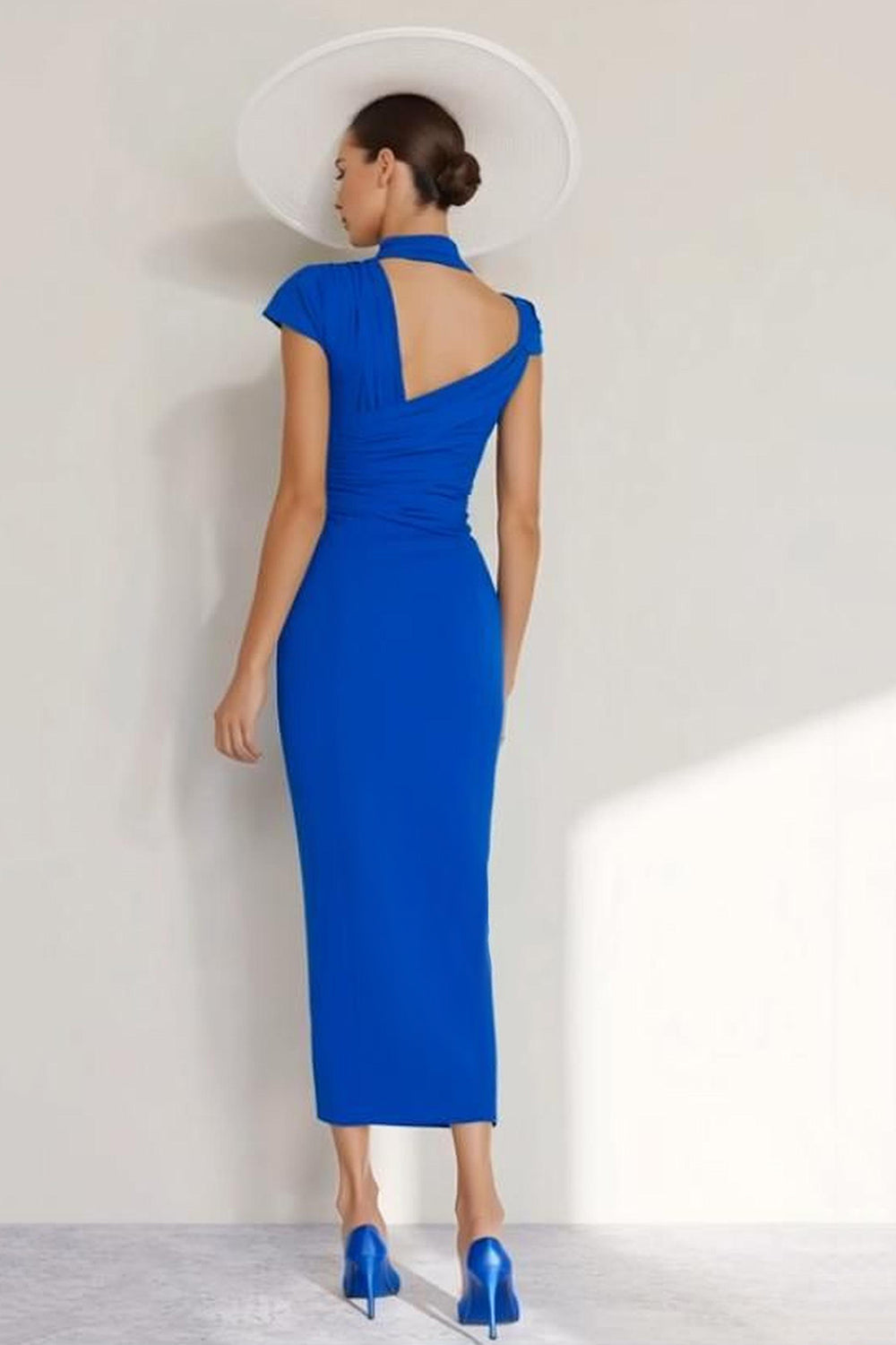 Sheath Halter Ruched Royal Blue Mother Of The Bride Dress