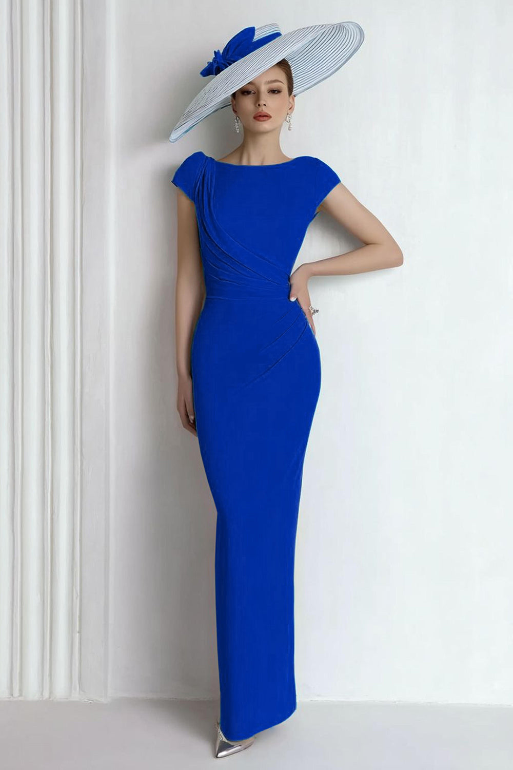 Royal Blue Sheath Maxi Mother Of The Bride Dress