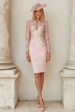 Blush Pink Midi Mother Of The Bride Dress With Appliques