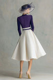 Plum A-Line High Neck Midi Mother Of The Bride Dress