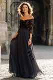 Black Off The Shoulder Mother Of The Bride Dress With Lace