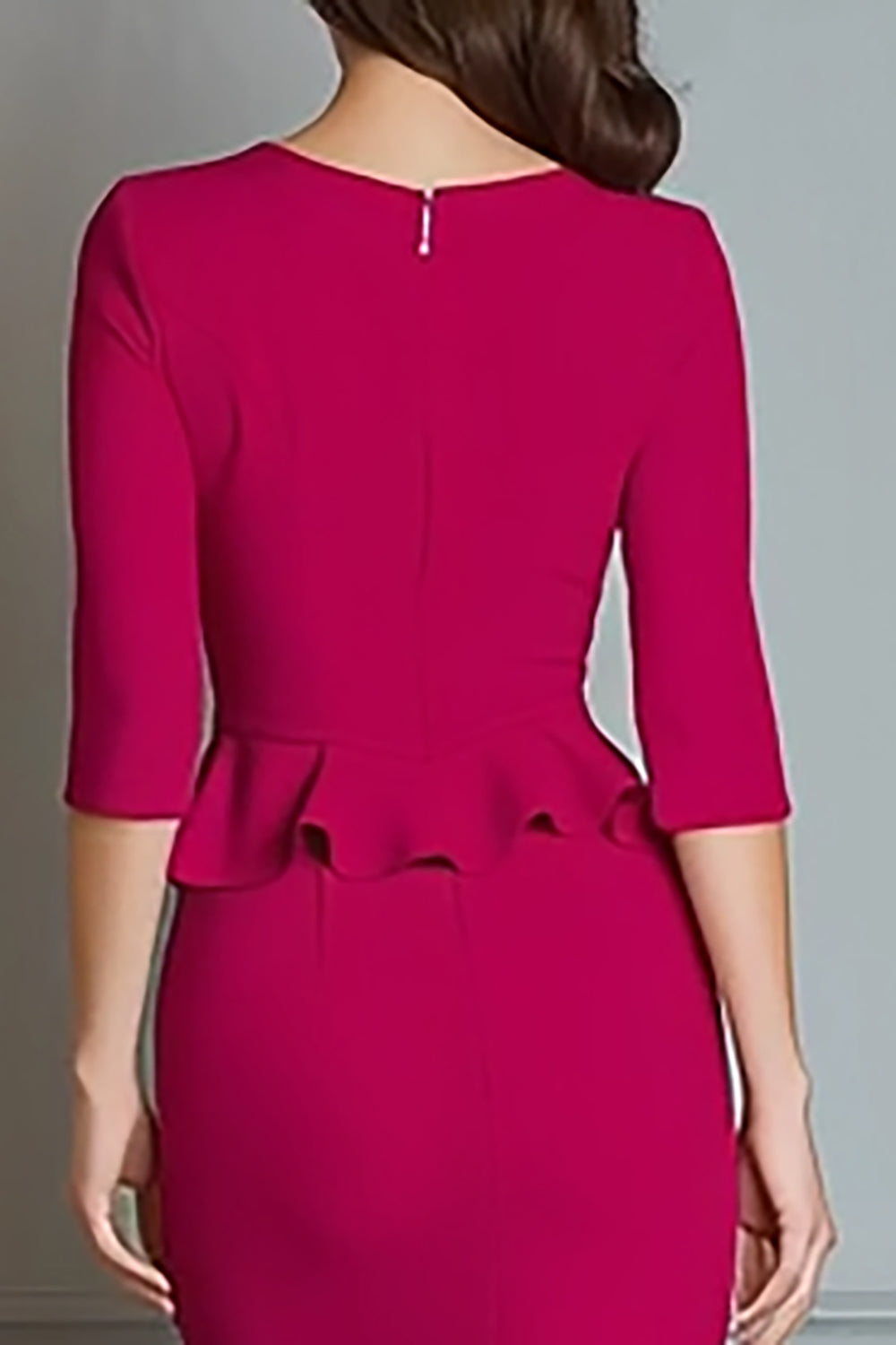 Fuchsia V-Neck Mermaid Work Dress With Ruffles