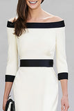 Black and White Off The Shoulder Pencil Midi Dress