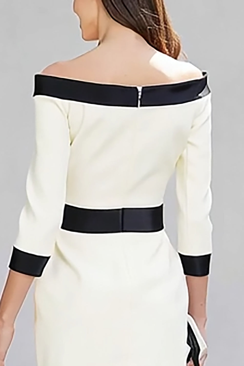 Black and White Off The Shoulder Pencil Midi Dress