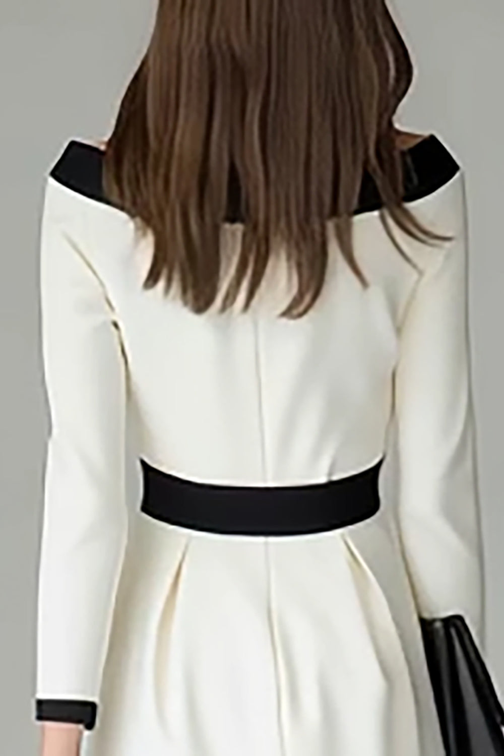 Black and White Off The Shoulder Pencil Work Dress With Belt