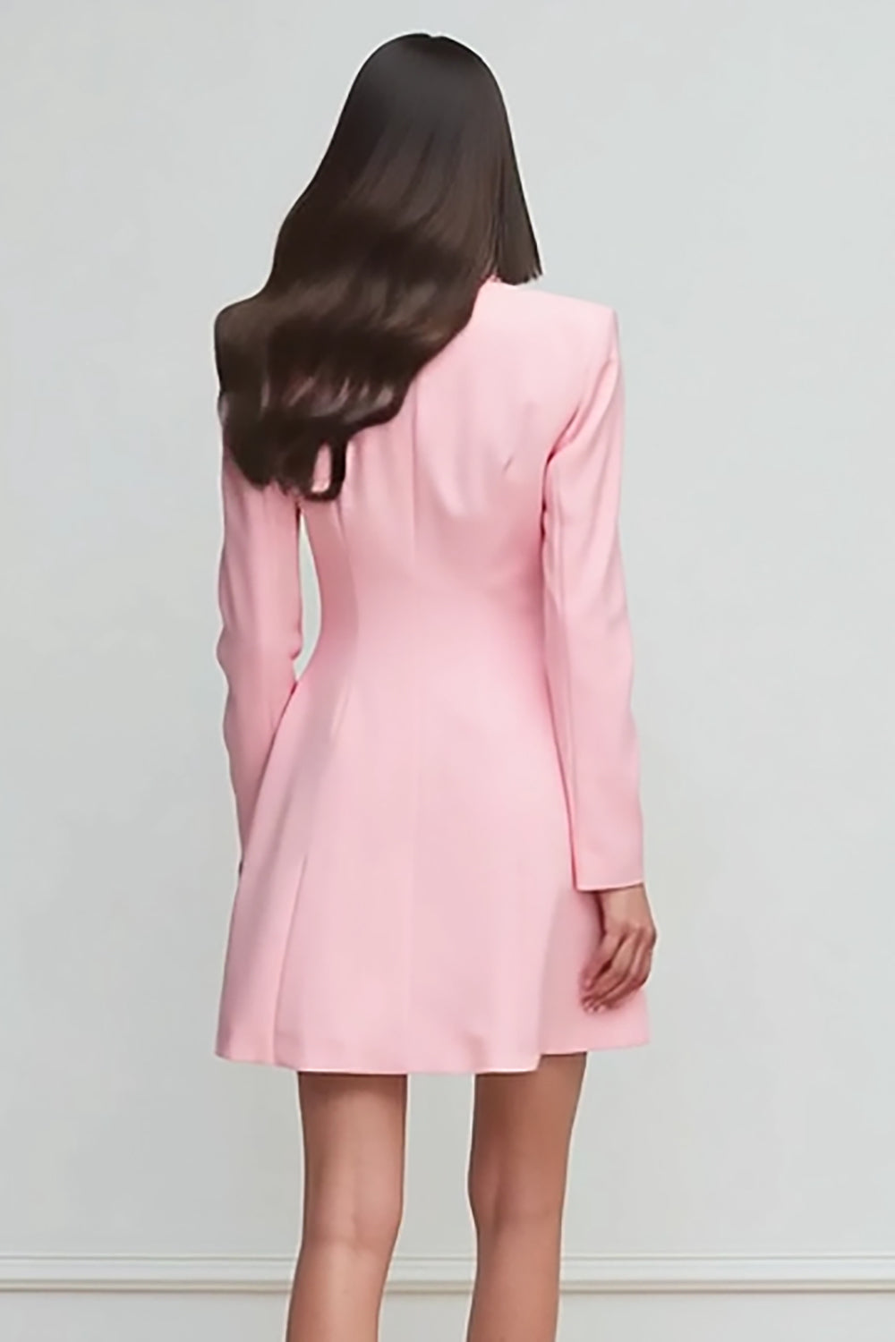 Pink A-Line Peak Lapel Blazer Dress