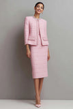 Pink Pencil 2-Piece Tweed Midi Work Dress