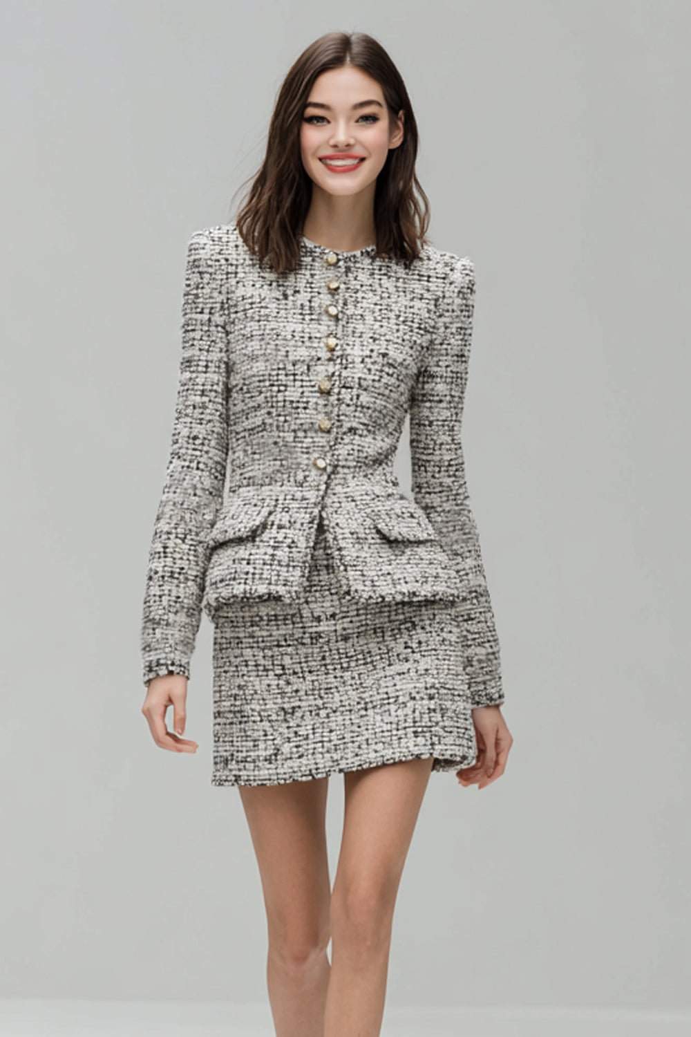 2-Piece Grey Single Breasted Mini Work Suits