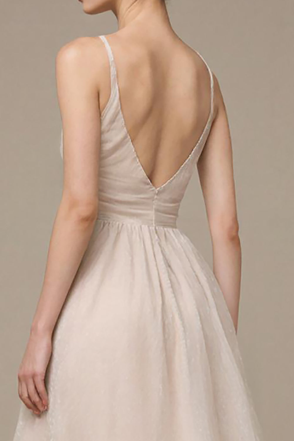 Blush Spaghetti Straps A-Line Evening Dress