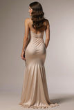 Champagne Cut-Out Mermaid Formal Dress With Slit