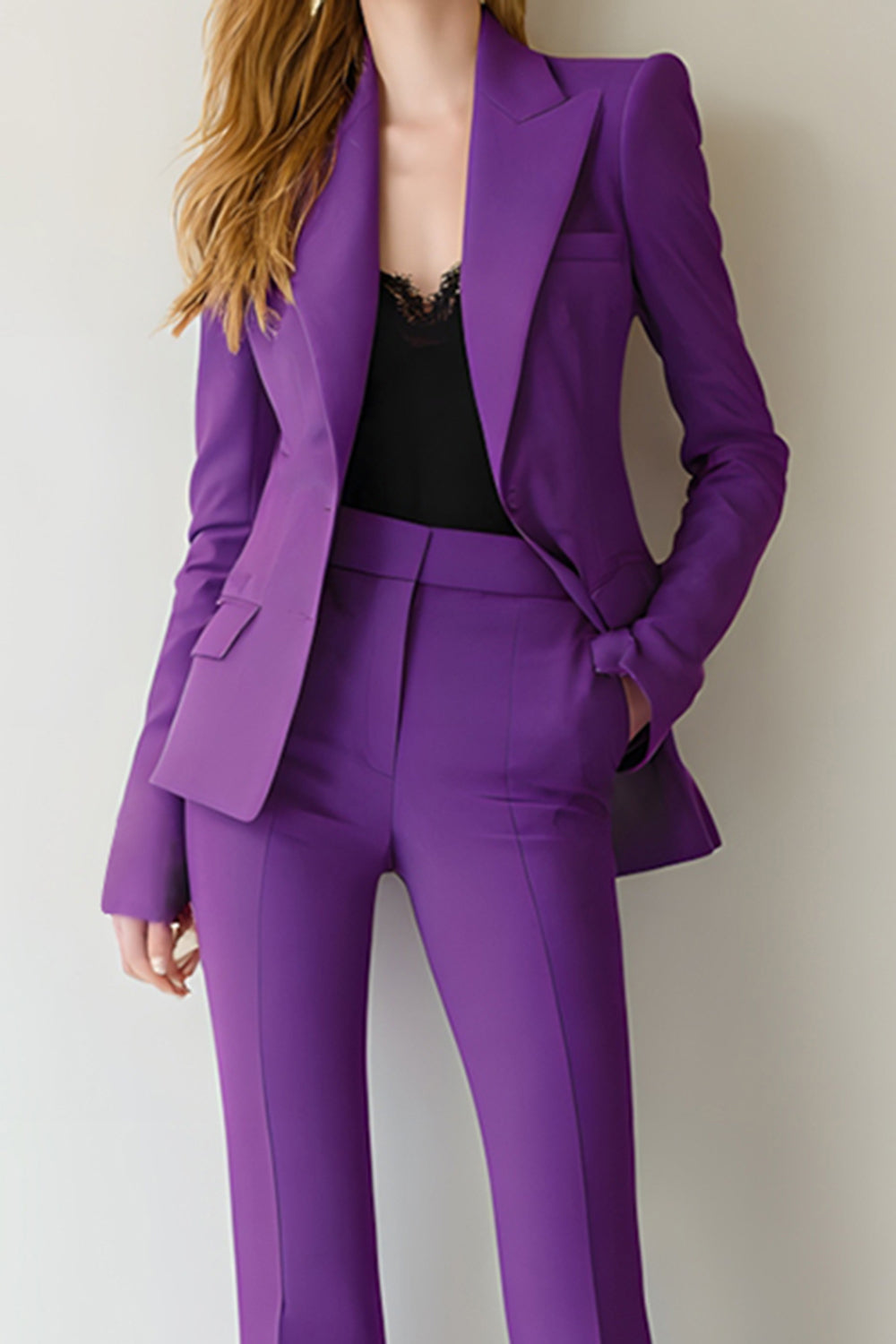 Dark Purple Peak Lapel Slim Fit 2-Piece Women Suits