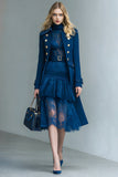 Dark Blue Double Breasted Prom Blazer