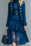 Dark Blue Double Breasted Prom Blazer