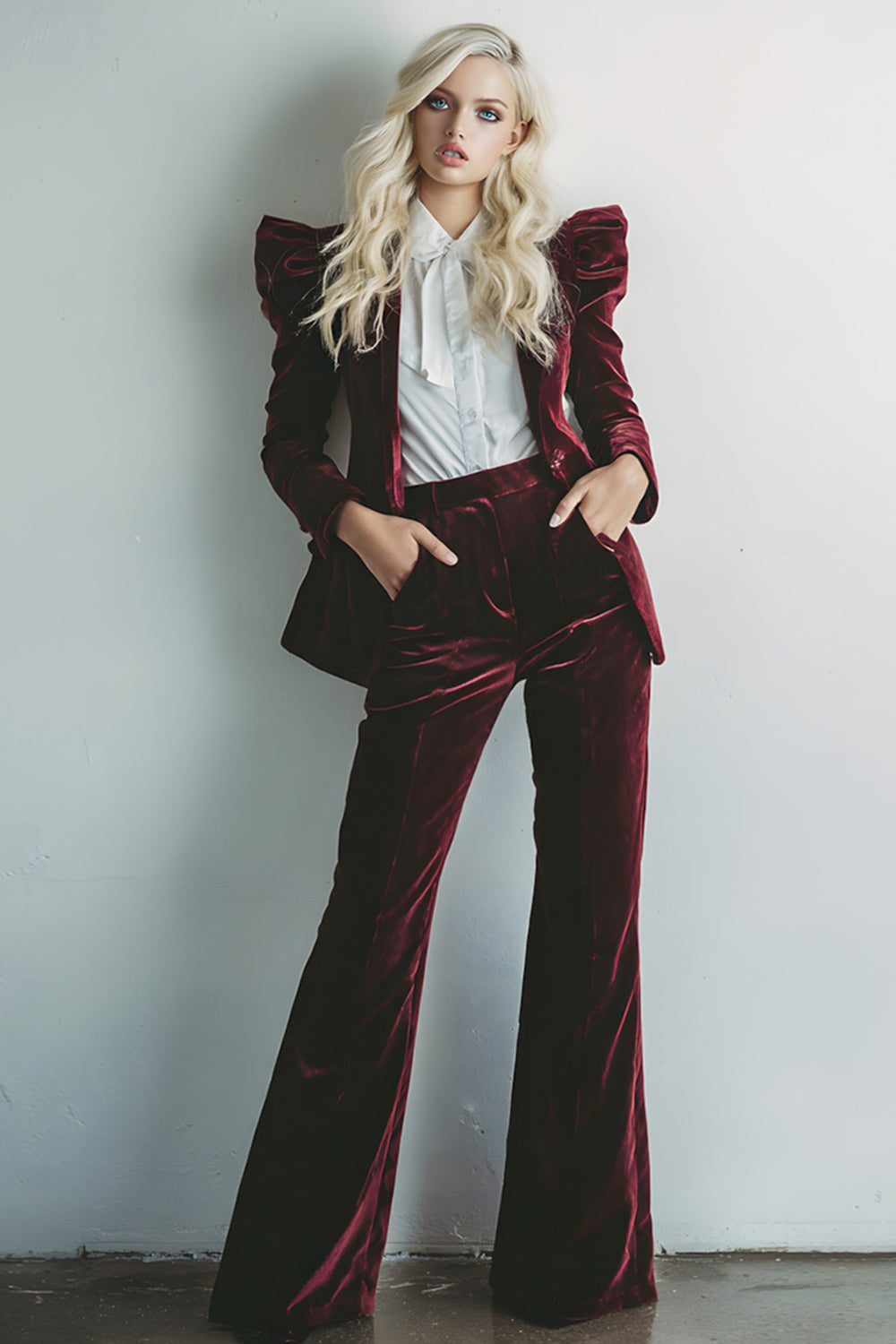 Vintage 2-Piece Burgundy Velvet Prom Suits