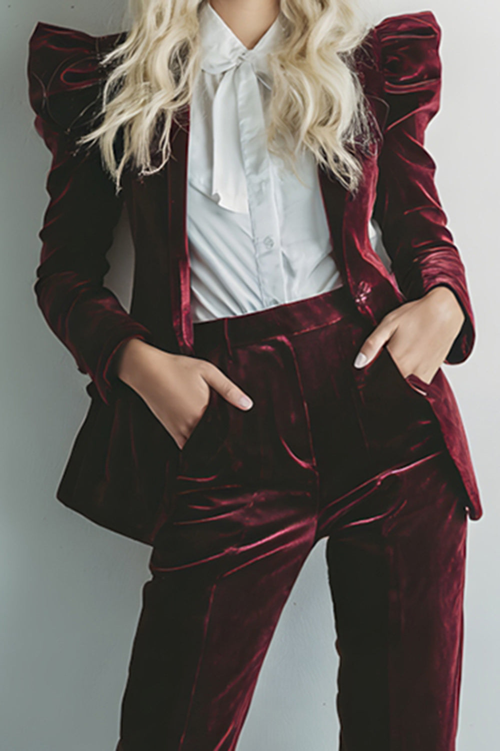 Vintage 2-Piece Burgundy Velvet Prom Suits