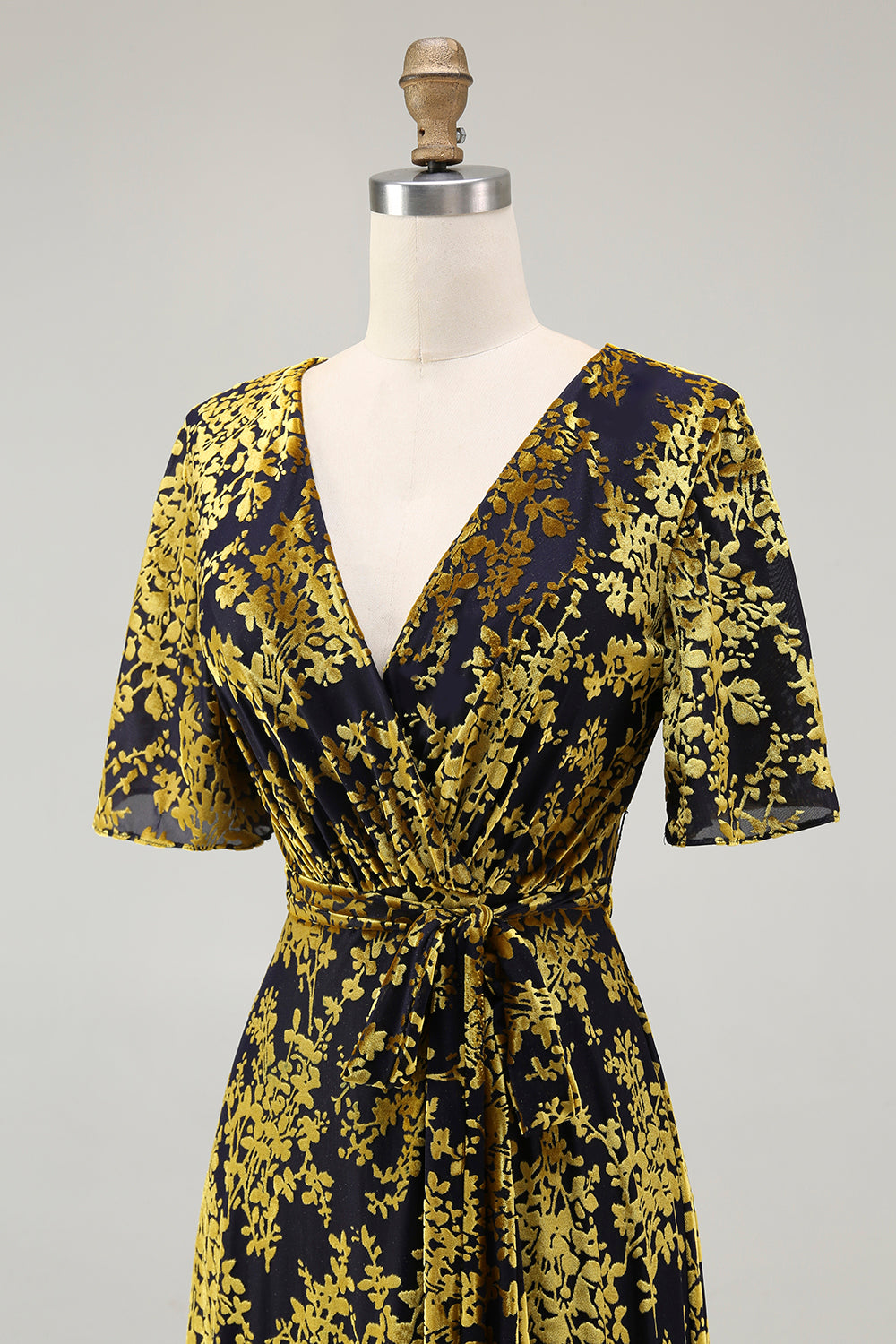 Burnout Velvet Dark Green Wedding Guest Dress