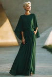Dark Green A-Line Round Neck Mother Of The Bride Dress