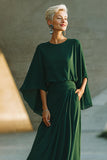 Dark Green A-Line Round Neck Mother Of The Bride Dress