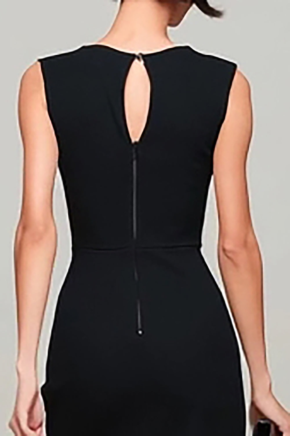 Black Sheath Bateau Neck Long Formal Dress
