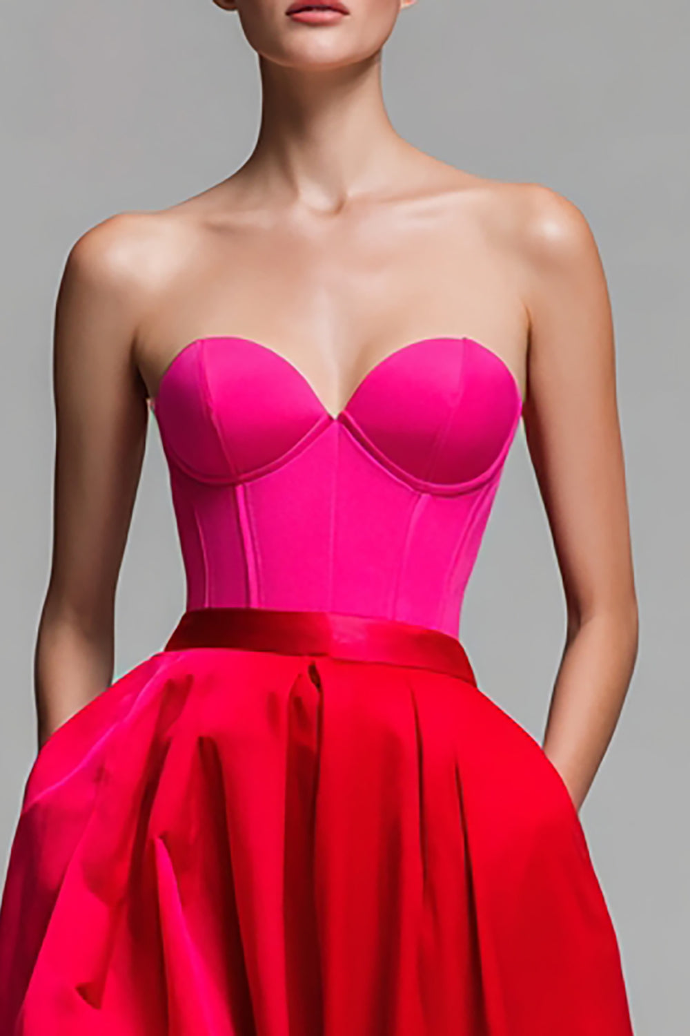 Sweetheart A-Line Corset Red and Fuchsia Formal Dress