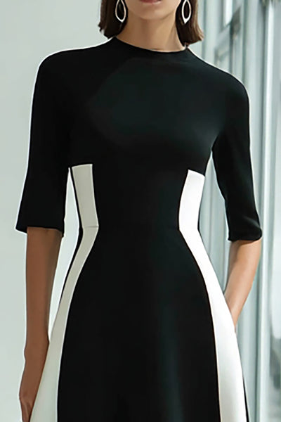 Berylove Women Black and White Formal Dress A-Line Evening Dress with
