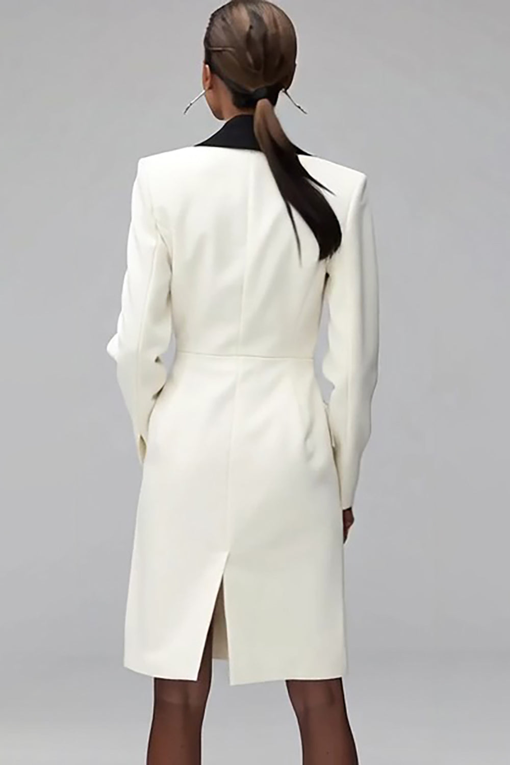 Ivory Shawl Lapel Double Breasted Blazer Dress