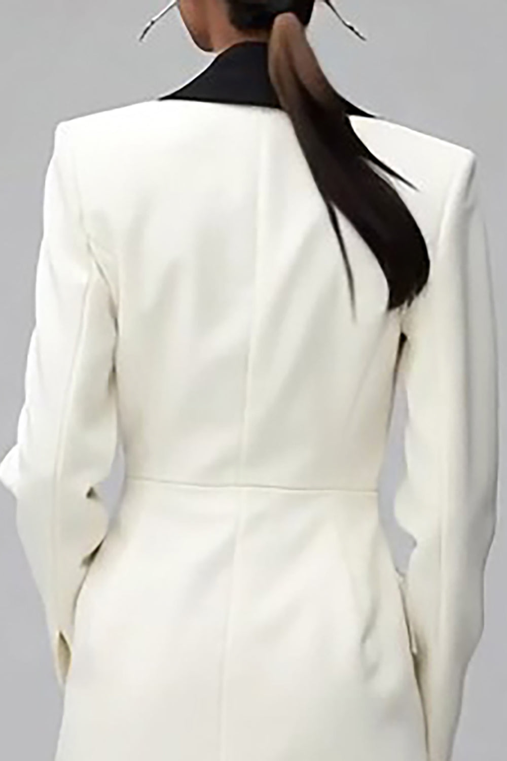 Ivory Shawl Lapel Double Breasted Blazer Dress
