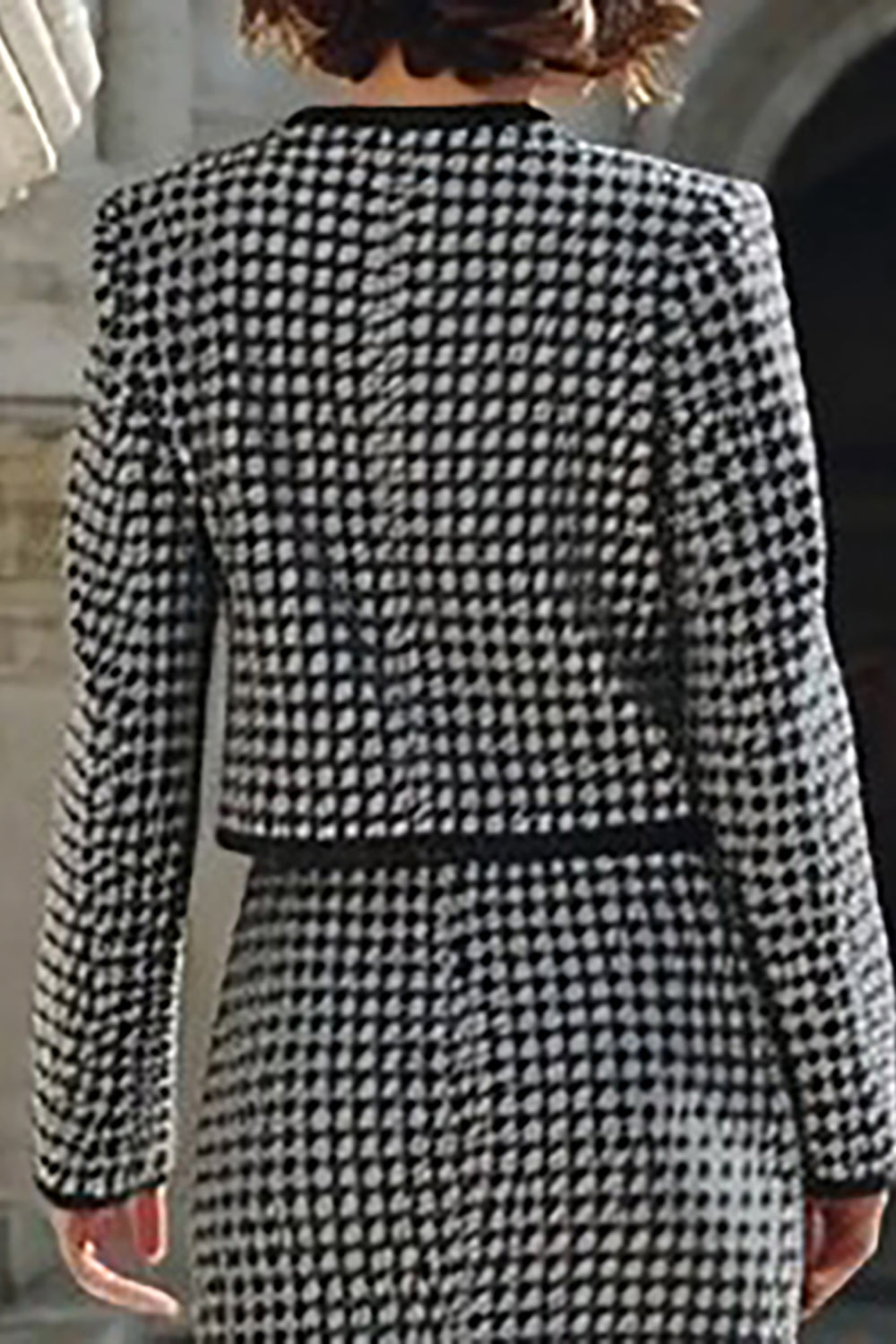 2 Piece Grey Mix Pencil Tweed Single Breasted Midi Work Dress