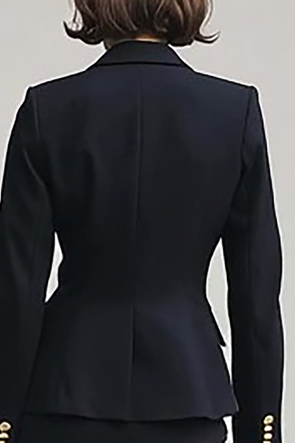 Black Notched Lapel 2 Piece Single Breasted Pencil Work Dress