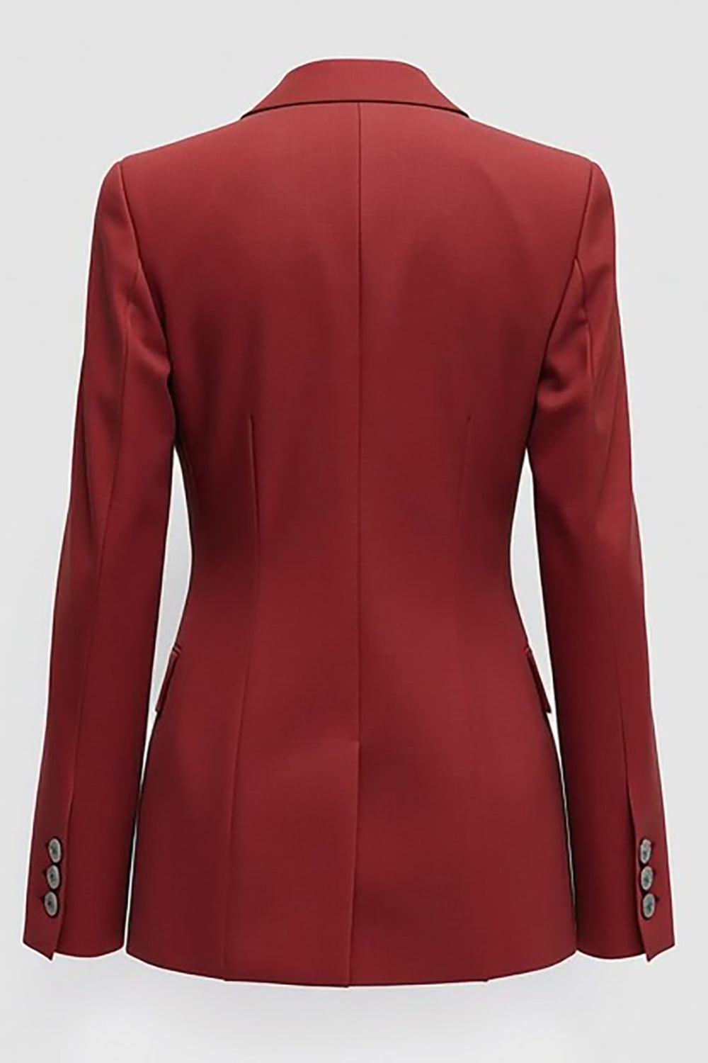 Dark Red Peak Lapel One Button Women Blazer