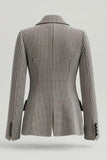 Grey Mix Peak Lapel Single Breasted Houndstooth Women Blazer