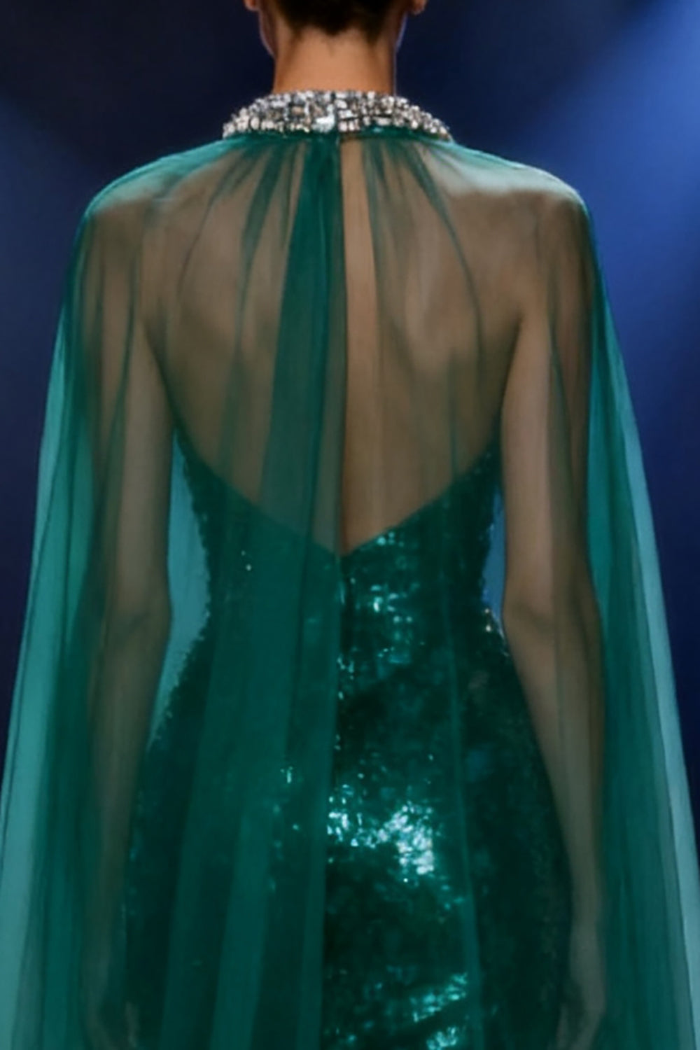 Sparkly Dark Green Mermaid Halter Pageant Dress with Overlay