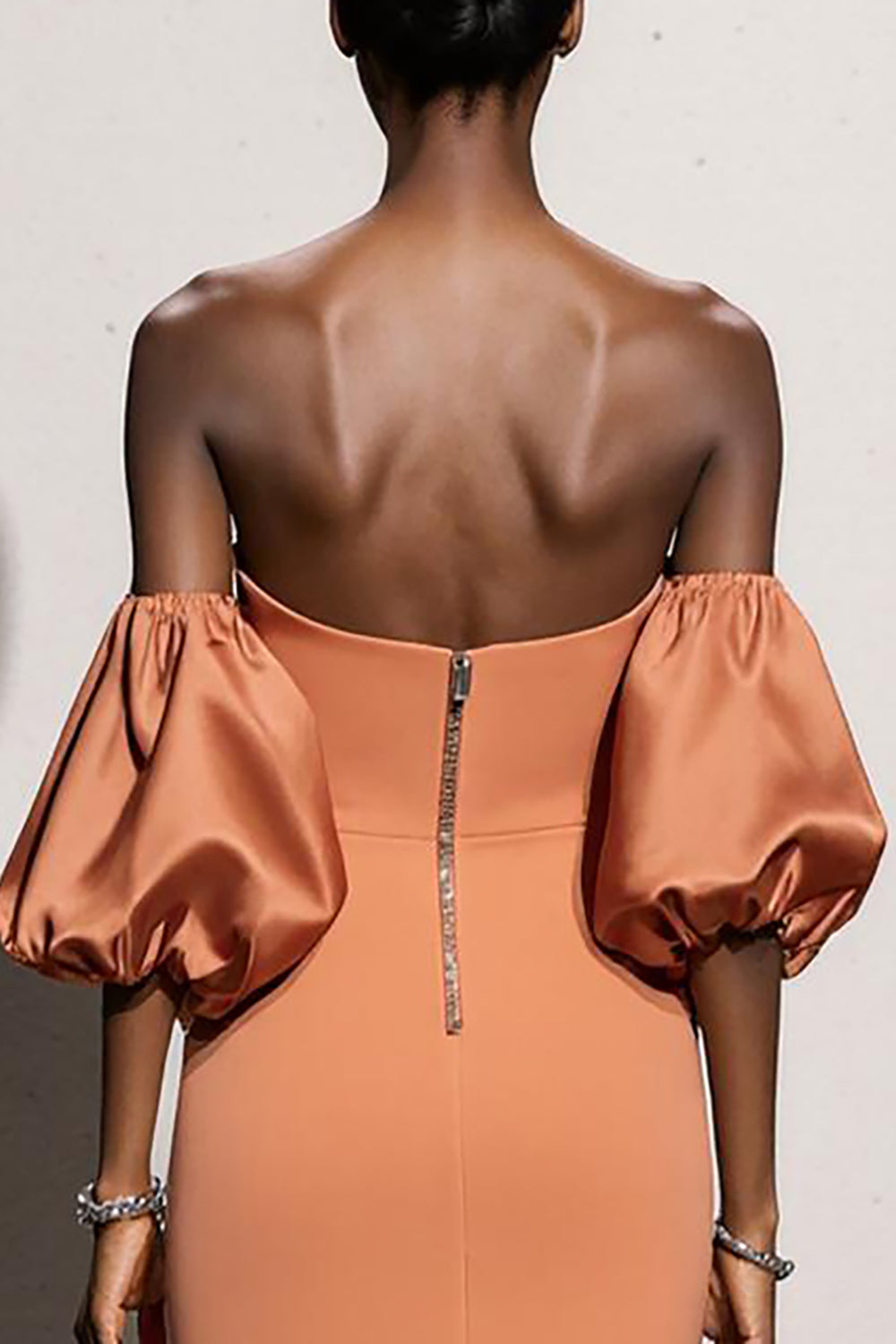 Orange Mermaid Strapless Maxi Evening Dress