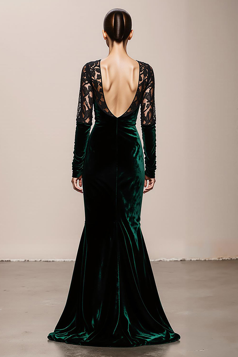 Mermaid Velvet Deep V-Neck Dark Green Evening Dress