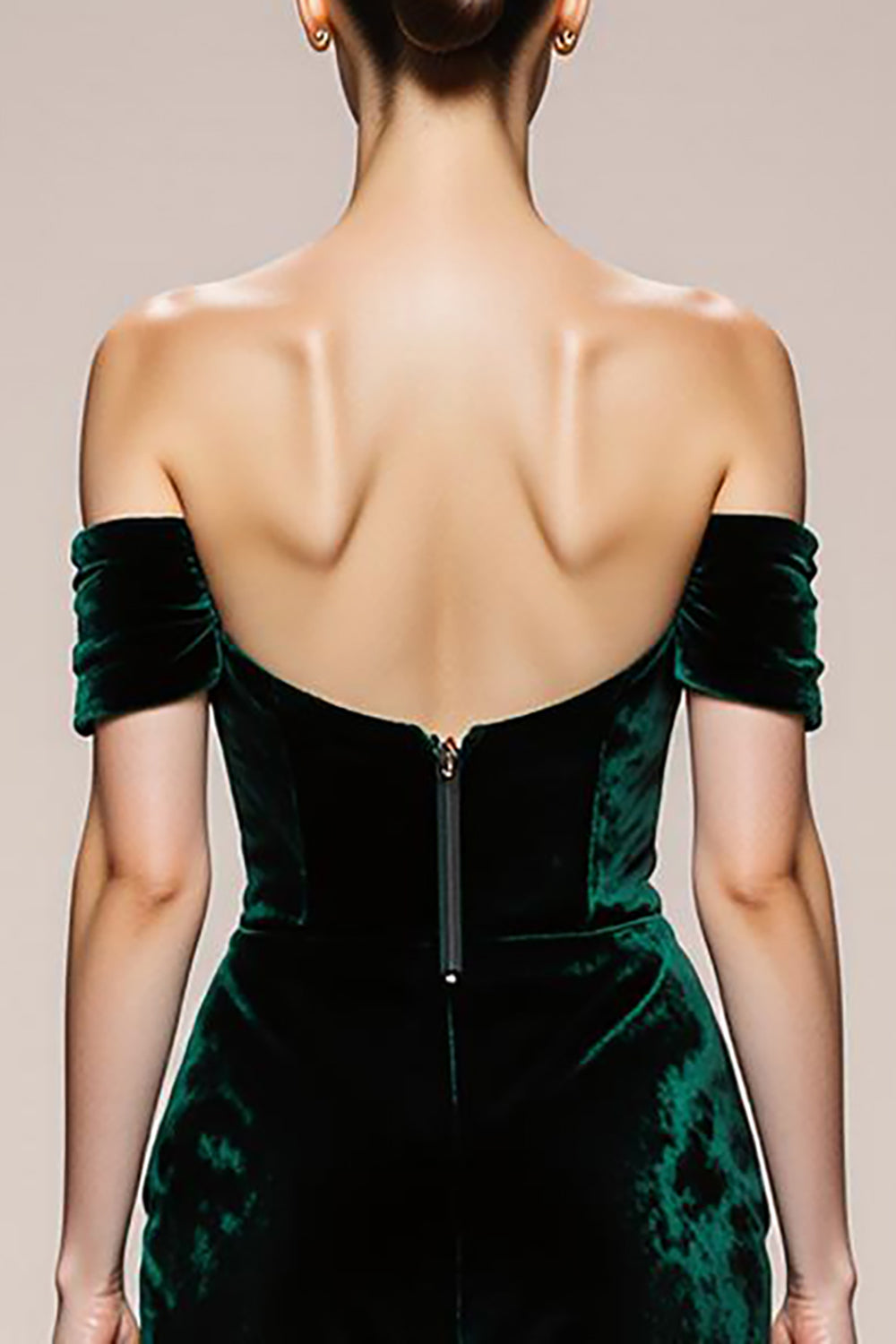 Mermaid Off The Shoulder Velvet Dark Green Evening Dress