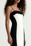 Black and White A-Line Spaghetti Straps Formal Dress