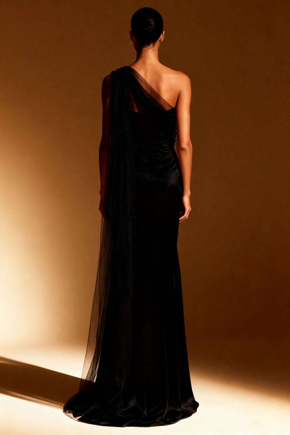 White Mermaid One Shoulder Maxi Evening Dress with Sash