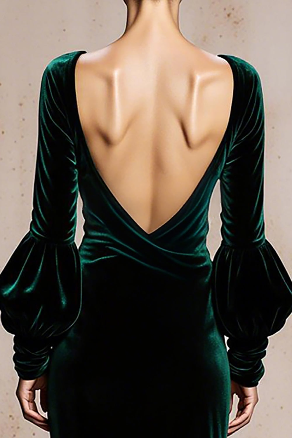 Dark Green Mermaid Velvet Maxi Evening Dress With Long Sleeves