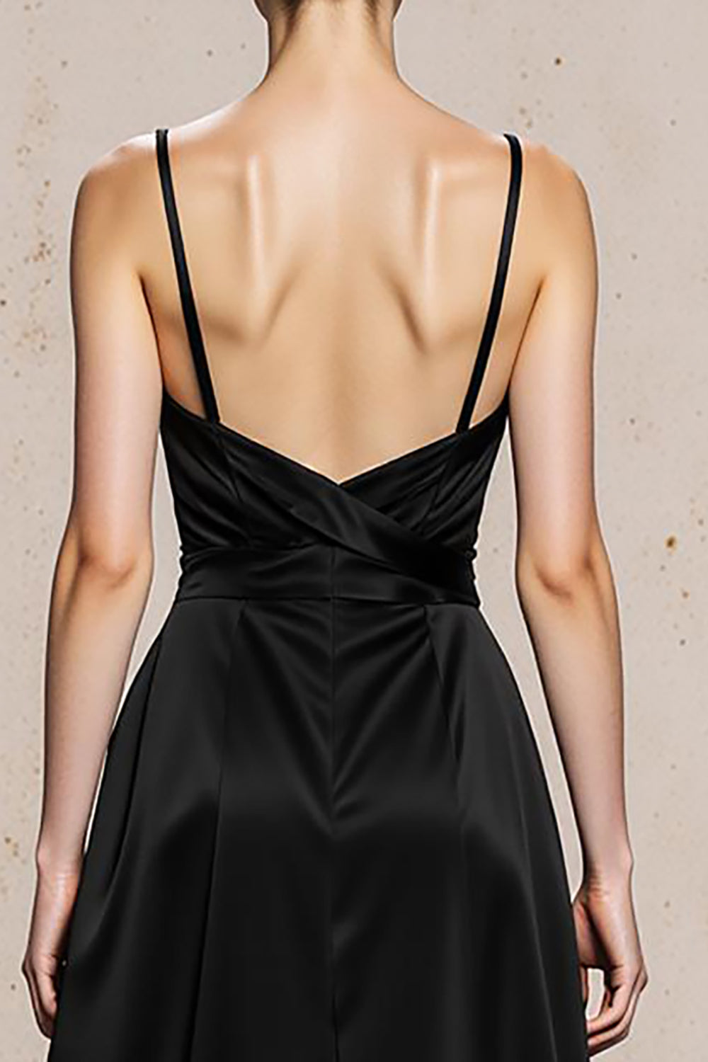 Black and White Spaghetti Straps A-Line Maxi Evening Dress