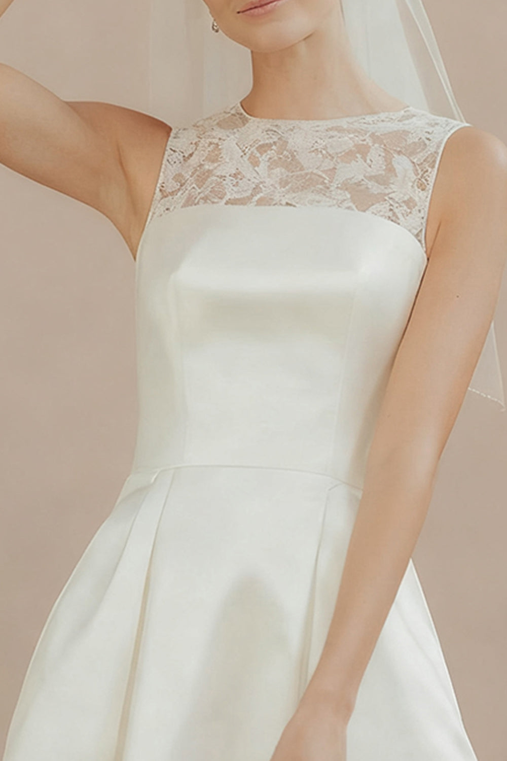 White Satin A-Line Mini Bridal Shower Dress