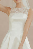 White Satin A-Line Mini Bridal Shower Dress