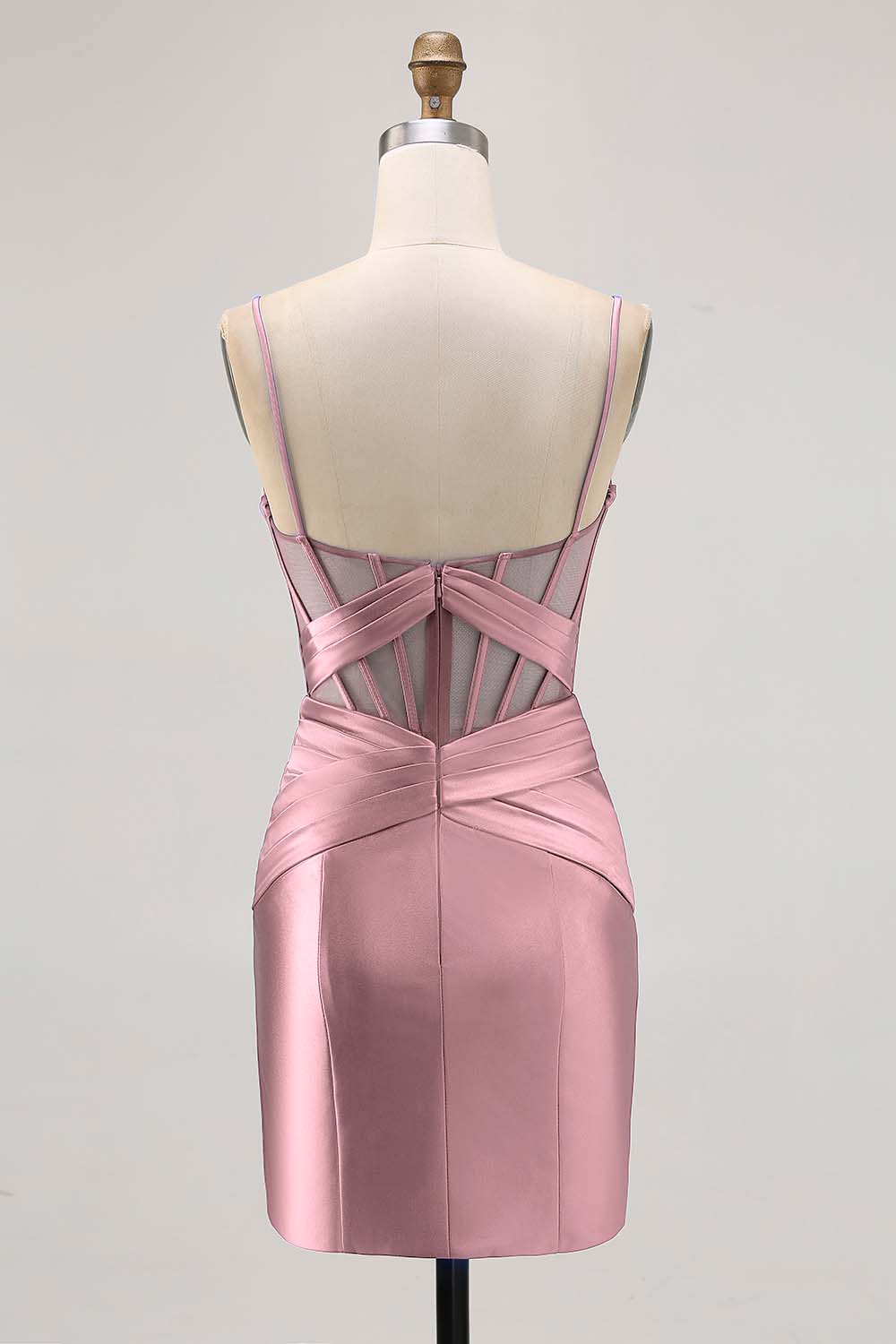 Royal Blue Sheer Corset Satin Tight Homecoming Dress with Slit