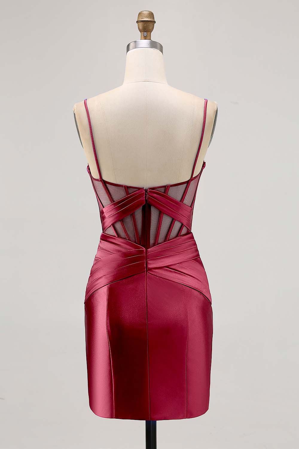 Royal Blue Sheer Corset Satin Tight Homecoming Dress with Slit