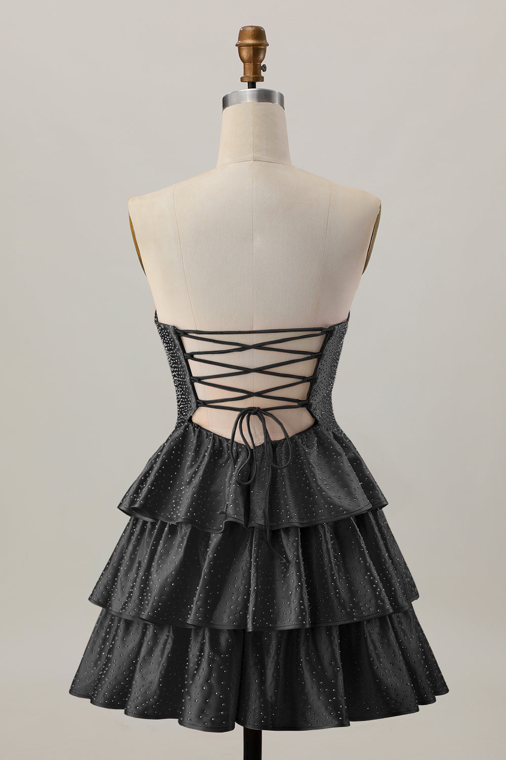 Orange Cut Out Tiered A Line Strapless Homecoming Dress with Beading