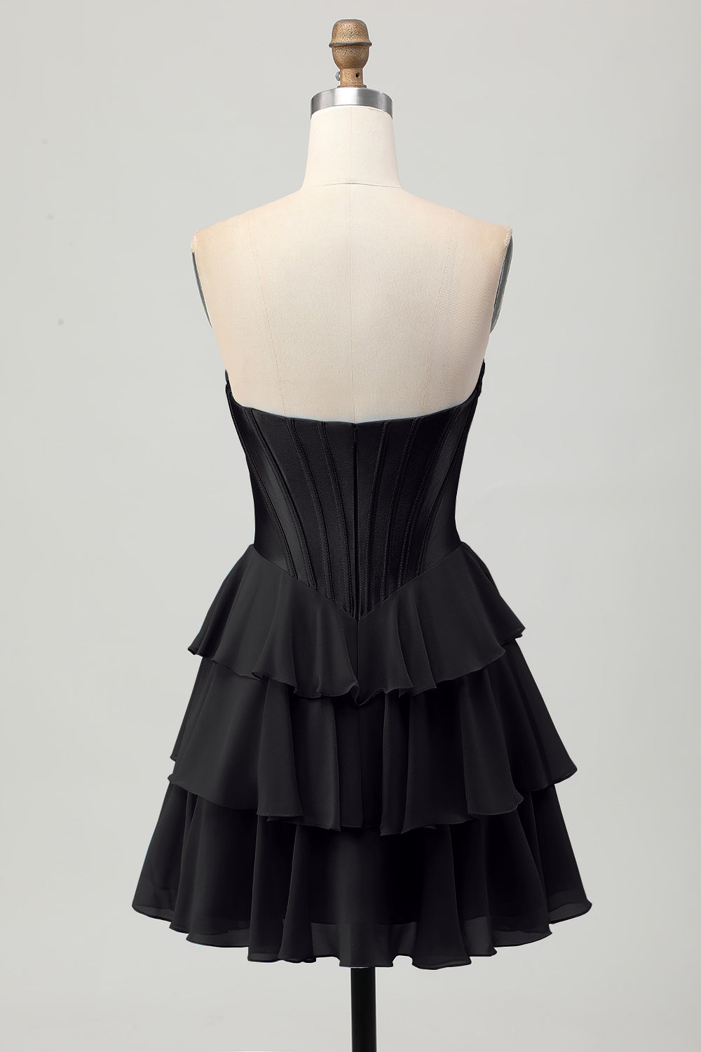 Strapless Corset A Line Tiered Yellow Homecoming Dress