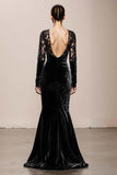 Mermaid Velvet Deep V-Neck Dark Green Evening Dress