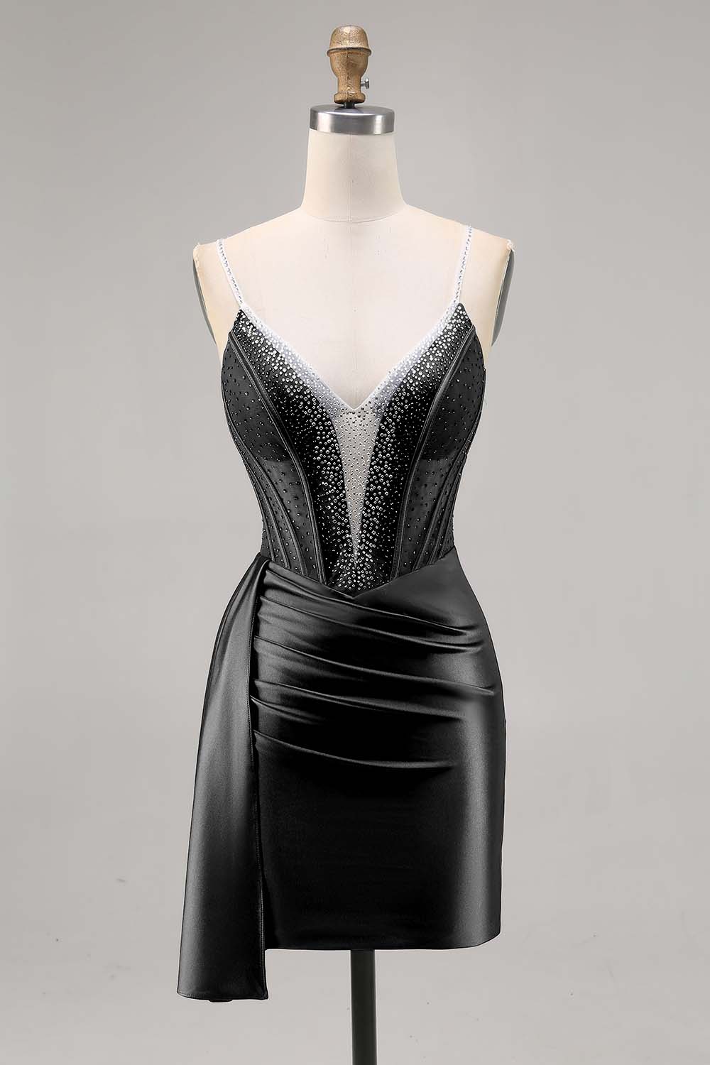 Bodycon Corset Beaded Navy Homecoming Dress With Sash